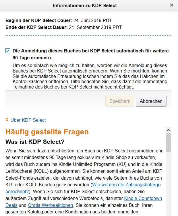 KDP Select ja nein - automatische Verlängerung