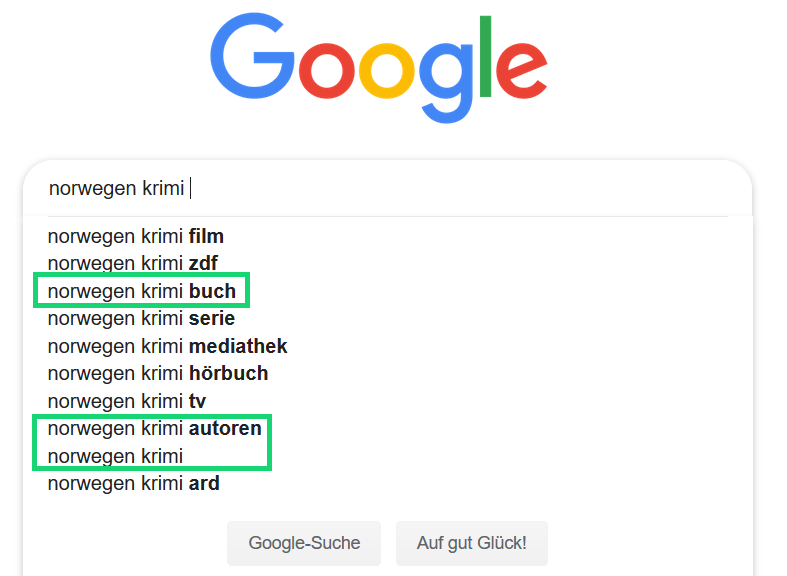 Keywords für eBooks und Bücher finden - Teil 2 - Norwegen Krimi auf Google